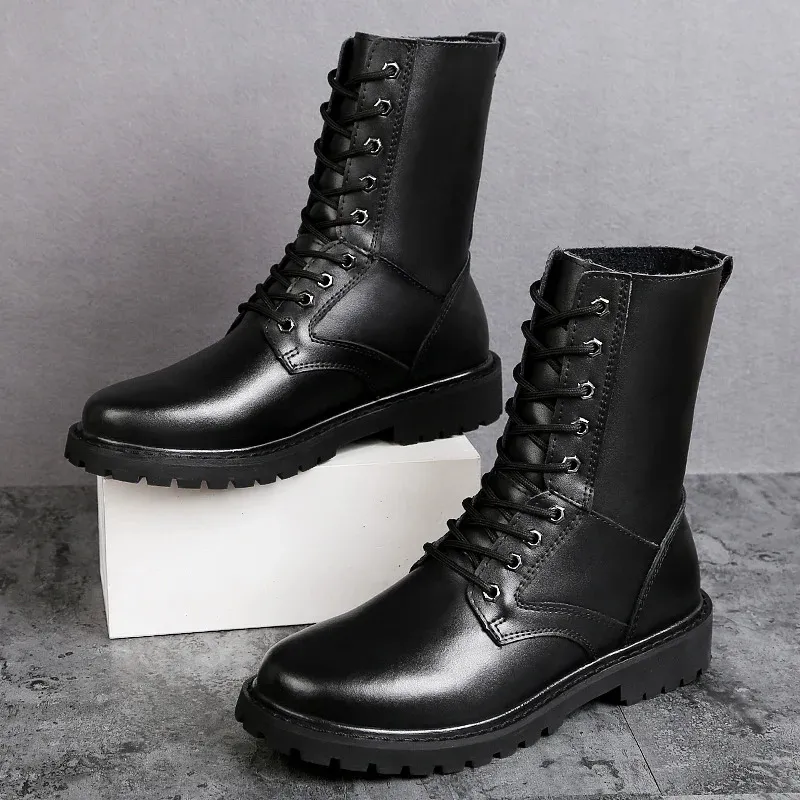 Winter Leather Boots For Men Waterproof Snow And Combat Boots_voghion.com