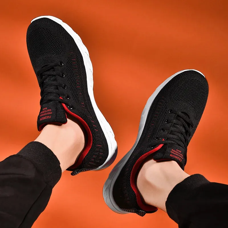 Zapatillas de deporte de punto con cordones para hombre y mujer, informales, atléticas, para correr, caminar, gimnasio, deportes al aire libre, transpirables_voghion.com