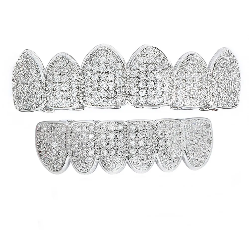 Custom High-Quality Hip Hop Jewelry Teeth 8Top 8Dowm Sier Vvs Diamond Fully Iced Out Perm Cut Moissanite Grillz For Mens_voghion.com
