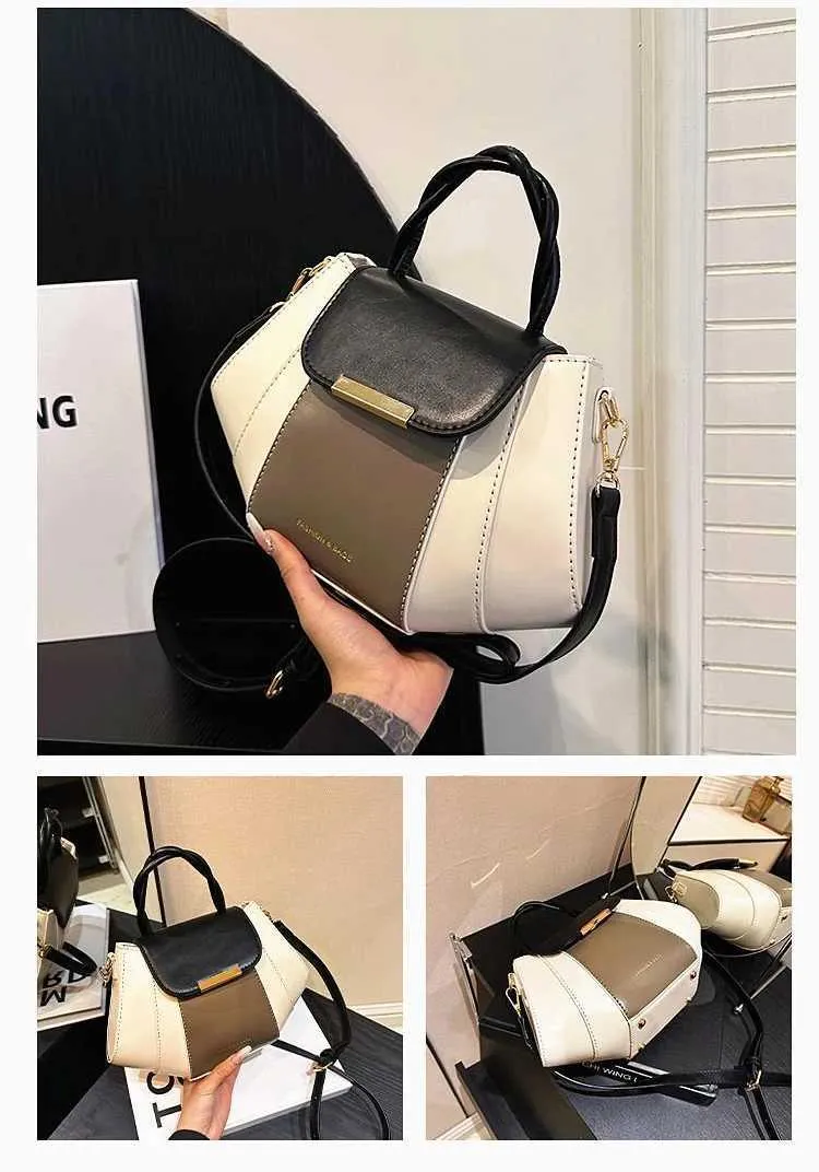 Explosions Contrast Color Portable Female Spring and Summer Niche Design Joker Small Bag Advanced Texture Shoulder_voghion.com