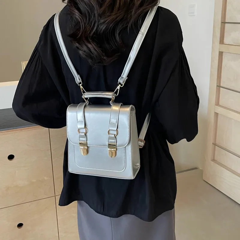 Mochila feminina em couro sintético estilo coreano moda escolar_voghion.com