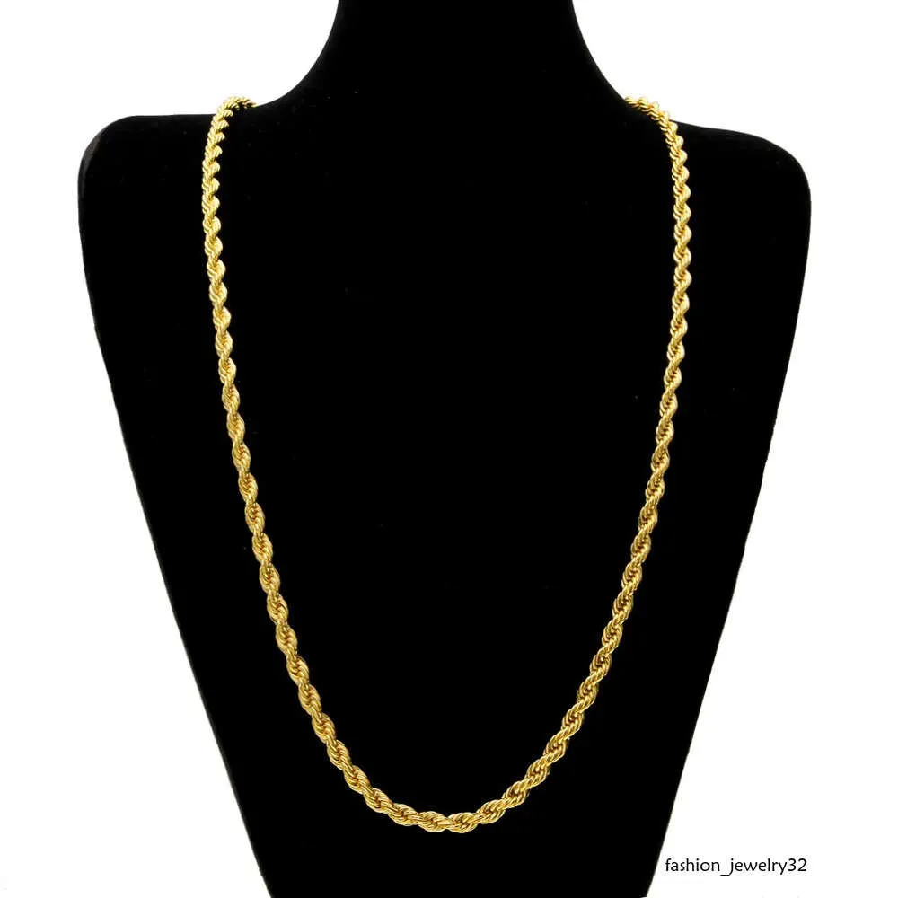 6,5 mm dicke, 75 cm lange, gedrehte Seilkette, vergoldet, schwere Hip-Hop-Halskette für Männer und Frauen_voghion.com