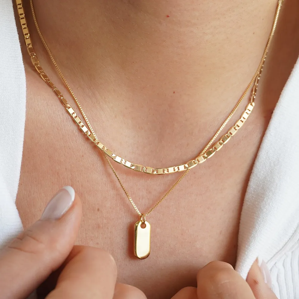 Colliers pendentifs 2023 Collier ovale multicouche en acier inoxydable tendance pour femmes Chaîne géométrique couleur or_voghion.com
