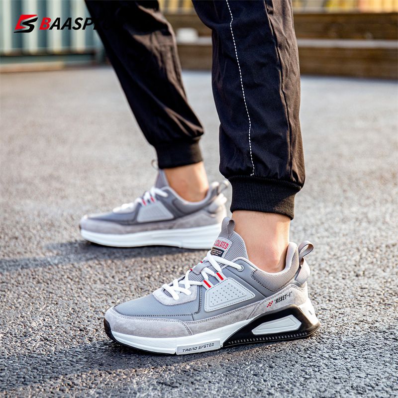Baasploa Men Sport Leather Casual Fashion Waterproof Lightweight Sneakers Non-slip Walking Shoes Male Sneaker_voghion.com