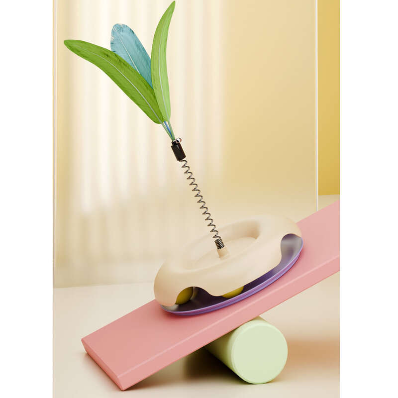Pet Game Fun Plate Stick Leakage Food Wheel Teasing Track Ball Toy Self Hi Cat Supplies_voghion.com