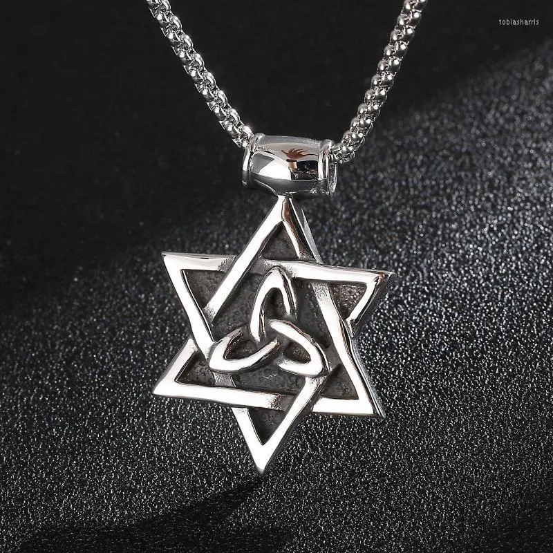 Collana con ciondolo a sei punte in acciaio inox per uomo_voghion.com