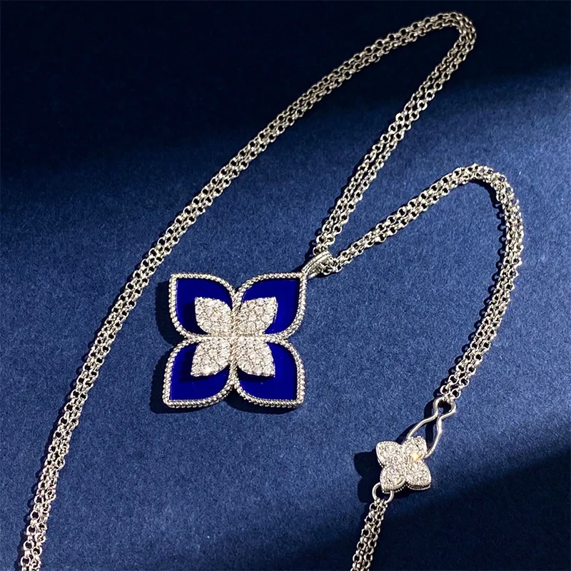 marchio clover designer collane con ciondolo per donna oro argento dolce 4 foglie fiore doppia fila elegante collana maglione_voghion.com