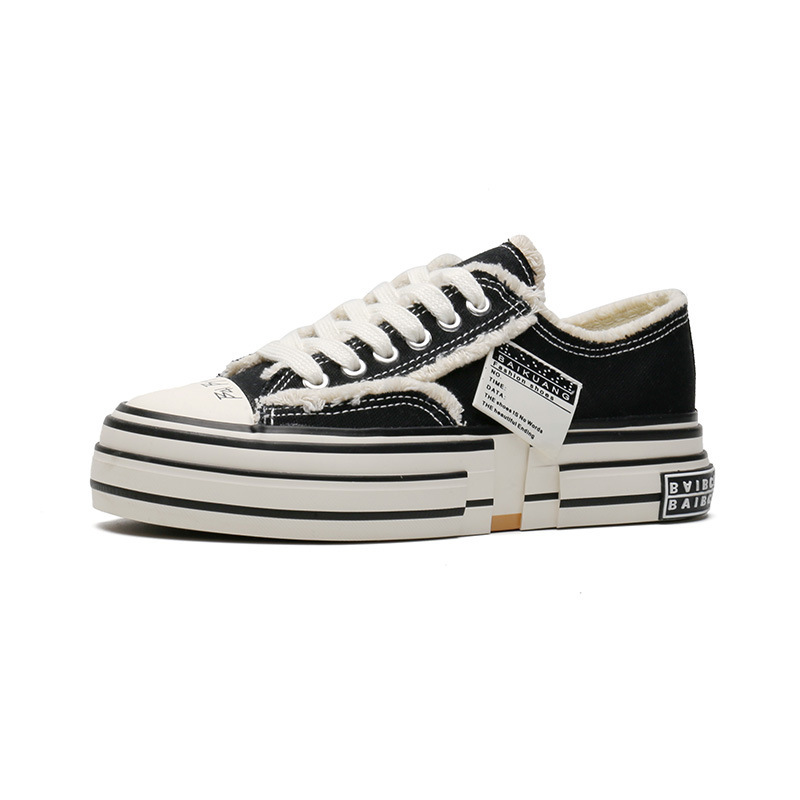 New Celebrity Same Style Beggar Vulcanized Thick Sole Increase Low Top Couple Canvas Trendy Shoes for Men and_voghion.com