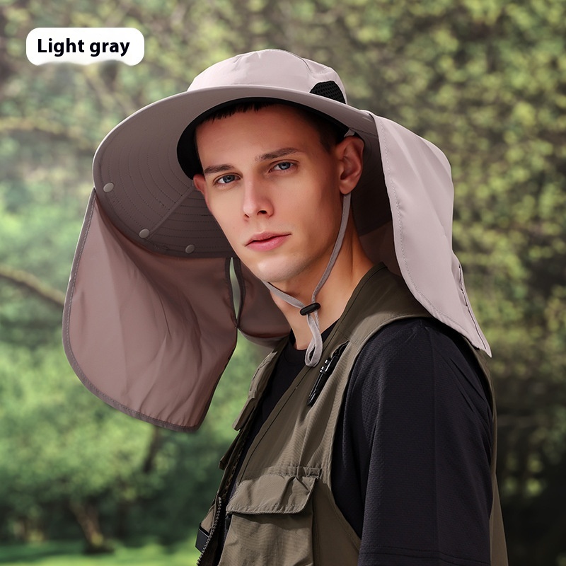 2024 Summer Outdoor Fisherman's Hat Big Brim Neck Protection Fishing Hat Mountaineering Breathable Sunshade and Sunscreen Hat_voghion.com