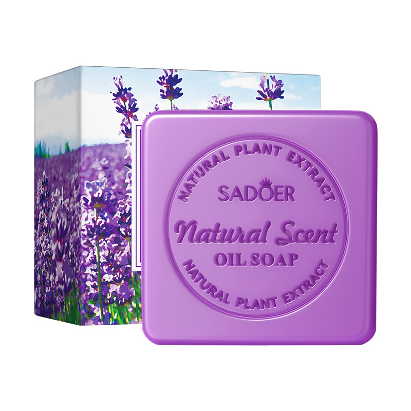 Sabonete de óleo essencial de lavanda natural SADOER em inglês, sabonete artesanal universal para corpo_voghion.com