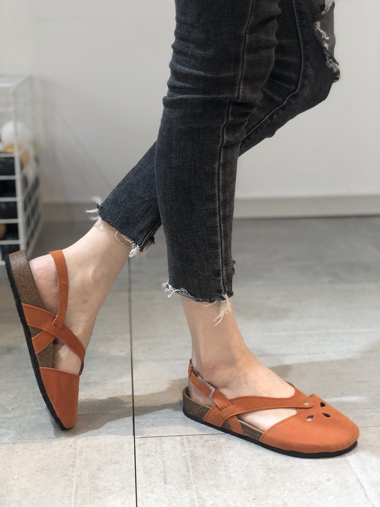 Women's one-line buckle flat sandals_voghion.com