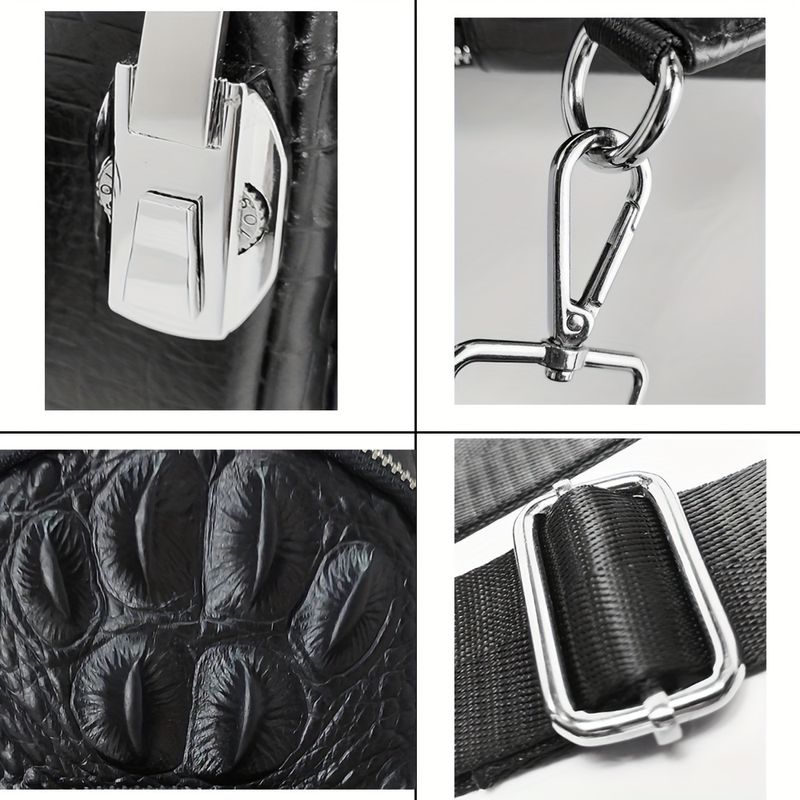 Echtes Rindsleder Herren Brusttasche mit Passwortschloss, Multifunktionale Umhängetasche, Lässiger Schulterrucksack,_voghion.com