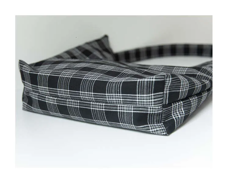 Designer stijl geruite canvas schoudertas voor dames_voghion.com