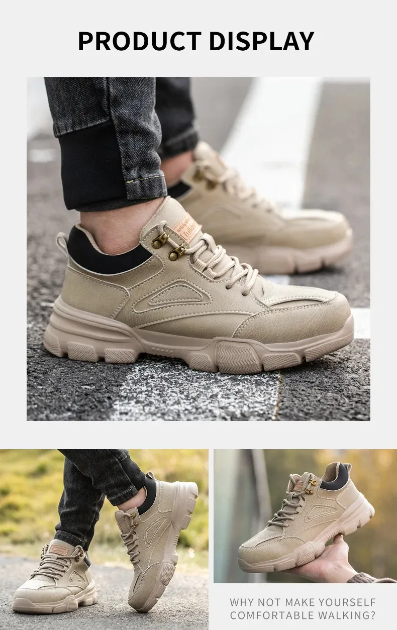 Chaussures de sécurité pour hommes avec embout en acier, amortissant les chocs et résistant à la perforation, style industriel 241205_voghion.com
