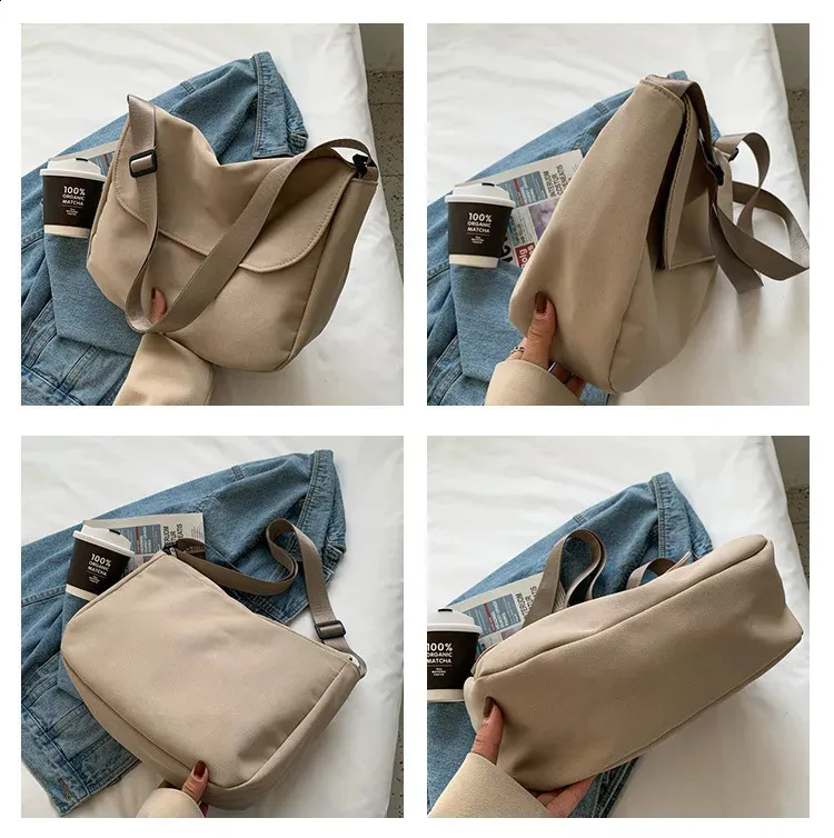 Solid Color Crossbody Simple Ladies Shoulder Waterproof Nylon WomenS Handbags Fashion Messenger Bag Women 240827_voghion.com