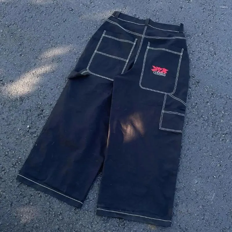 Men's Jeans Y2K Bat Animal Embroidery Baggy Vintage Men Black Washed Hip Hop Goth Denim Pants Fashion Women Straight_voghion.com