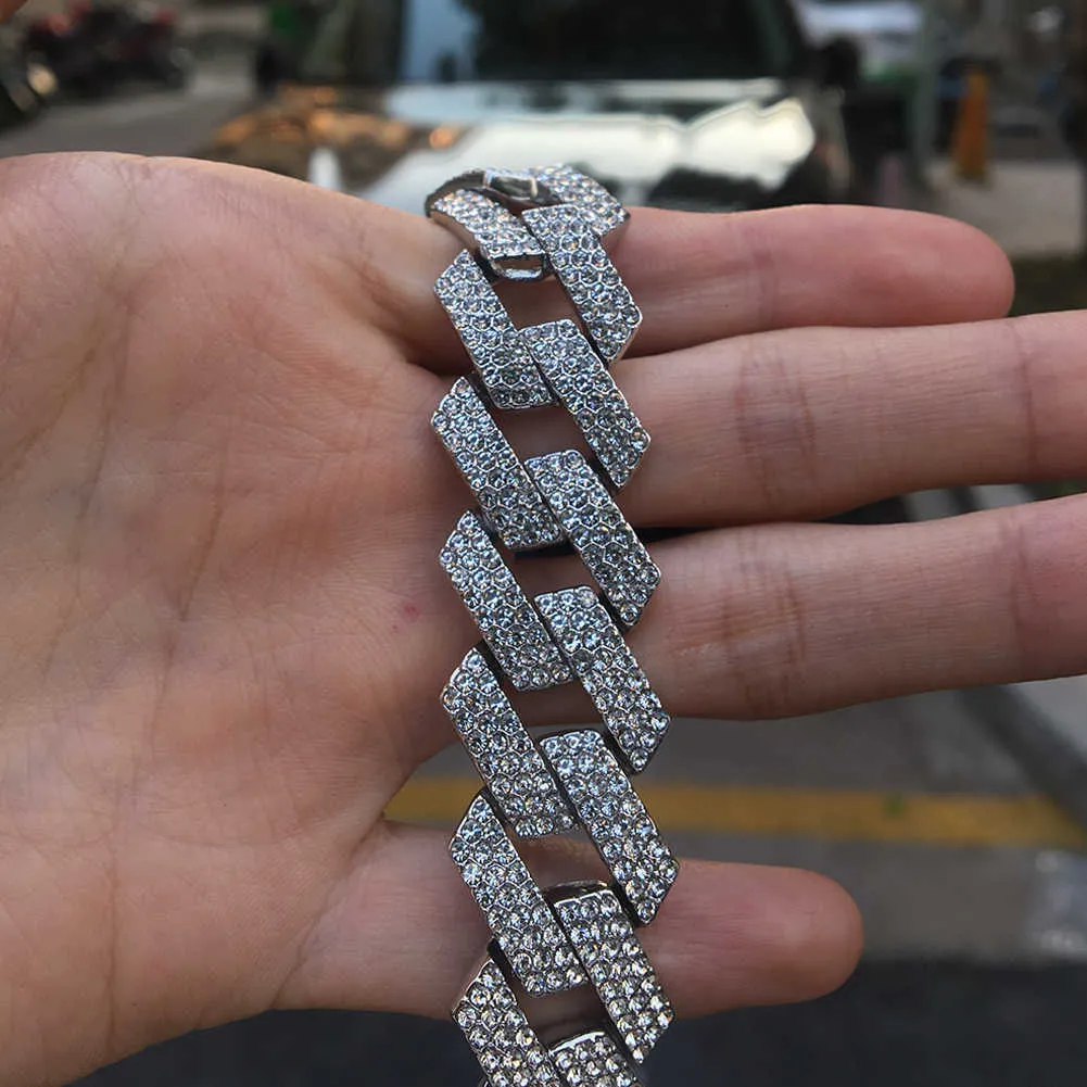 Bracelet cuban link iced out pour homme avec strass en strass_voghion.com