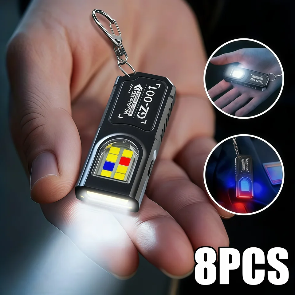 Leistungsstarke Mini-COB-LED-Schlüsselanhänger-Taschenlampe, USB-C-aufladbar, wasserdicht, ideal zum Aufhängen, für Camping und Wandern._voghion.com