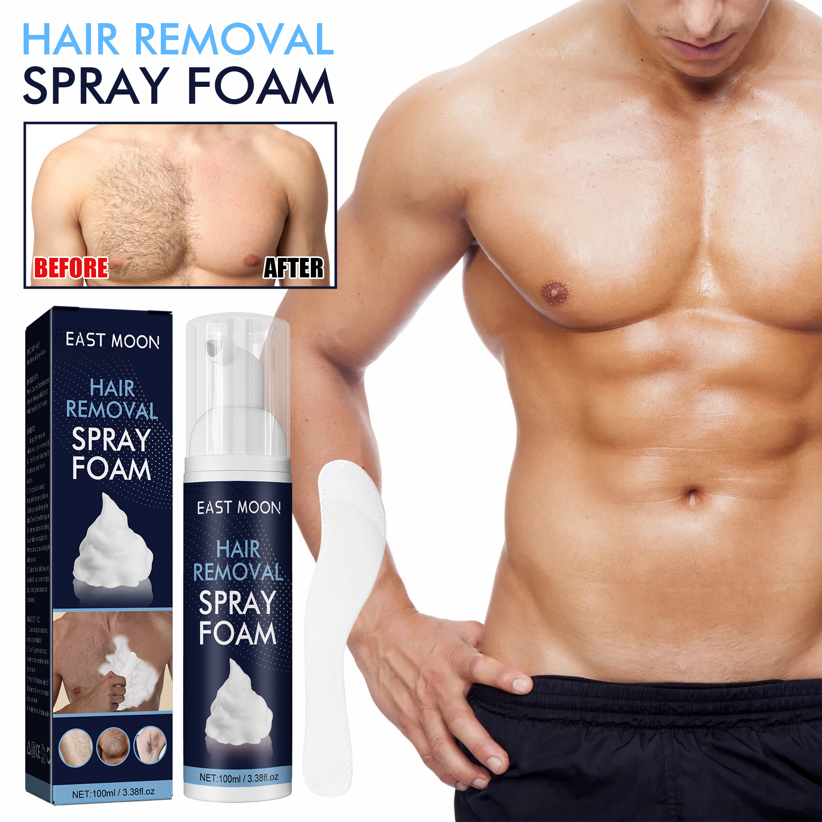 East Moon Spray masculino de espuma para limpeza rápida e depilação rápida_voghion.com