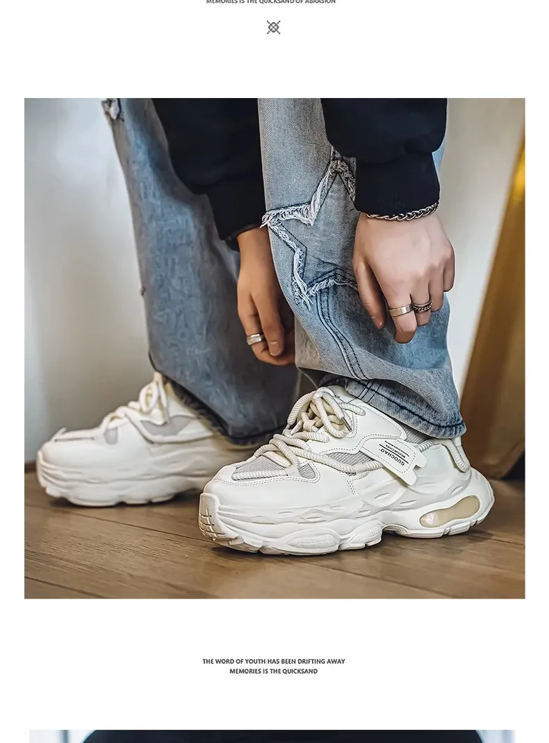 Chunky Platform Running Shoes For Men Anti Slip Breathable Casual_voghion.com