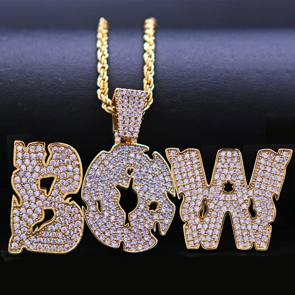 New personalized Diamond A-Z Initial Letter Custom Name Pendant Necklace Iced Out CZ Gold Plated Hiphop DIY Jewelry for_voghion.com