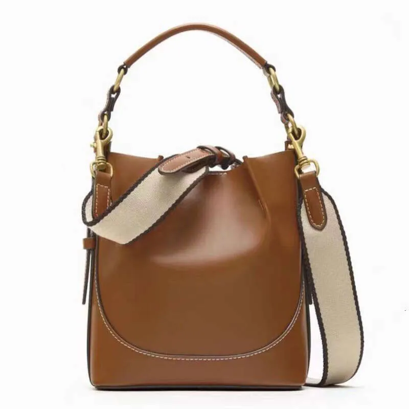 Nuova moda marrone borsa a tracolla tracolla larga coulisse secchiello borsa per le donne_voghion.com
