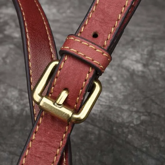 Leather Women Handbag Solid Color Retro Cowhide One Shoulder Messenger Bag_voghion.com