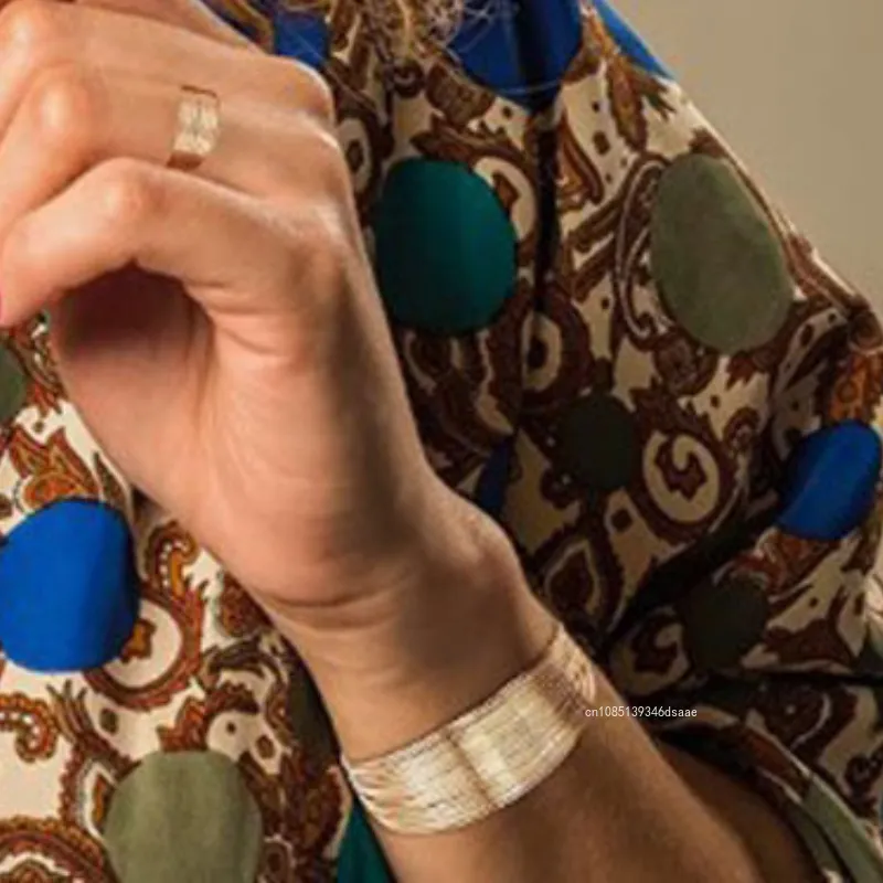 Multi-layer Open Cuff Bangle Gold Tone Elegant Fashion Bracelet_voghion.com