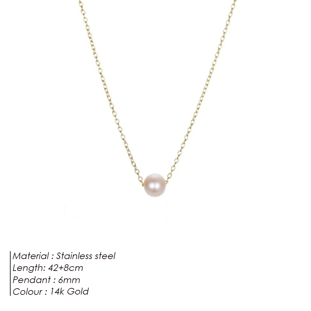 Collier perles en acier inoxydable élégant pour femme_voghion.com