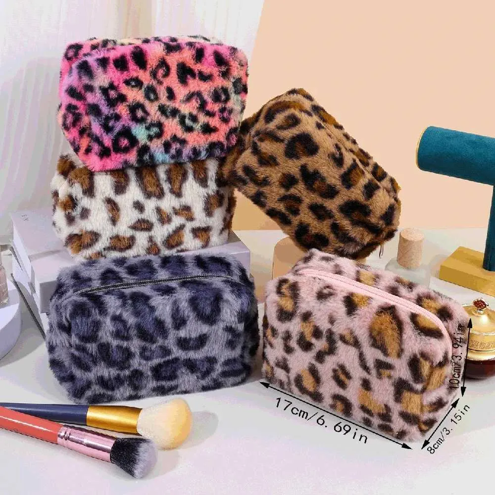Leopardpels Blød Rejseorganisator Dame Makeuptaske Essentiel Håndtaske Y241023_voghion.com