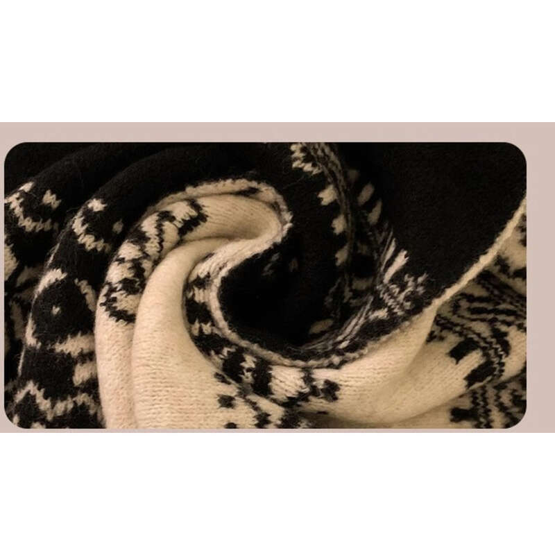 24 Jahre neuer doppelseitiger Herbst- und Winterschal mit Schneeflocke für Damen in koreanischer Version der Atmosphäre, verdickter warmer High-End-Strickschal_voghion.com