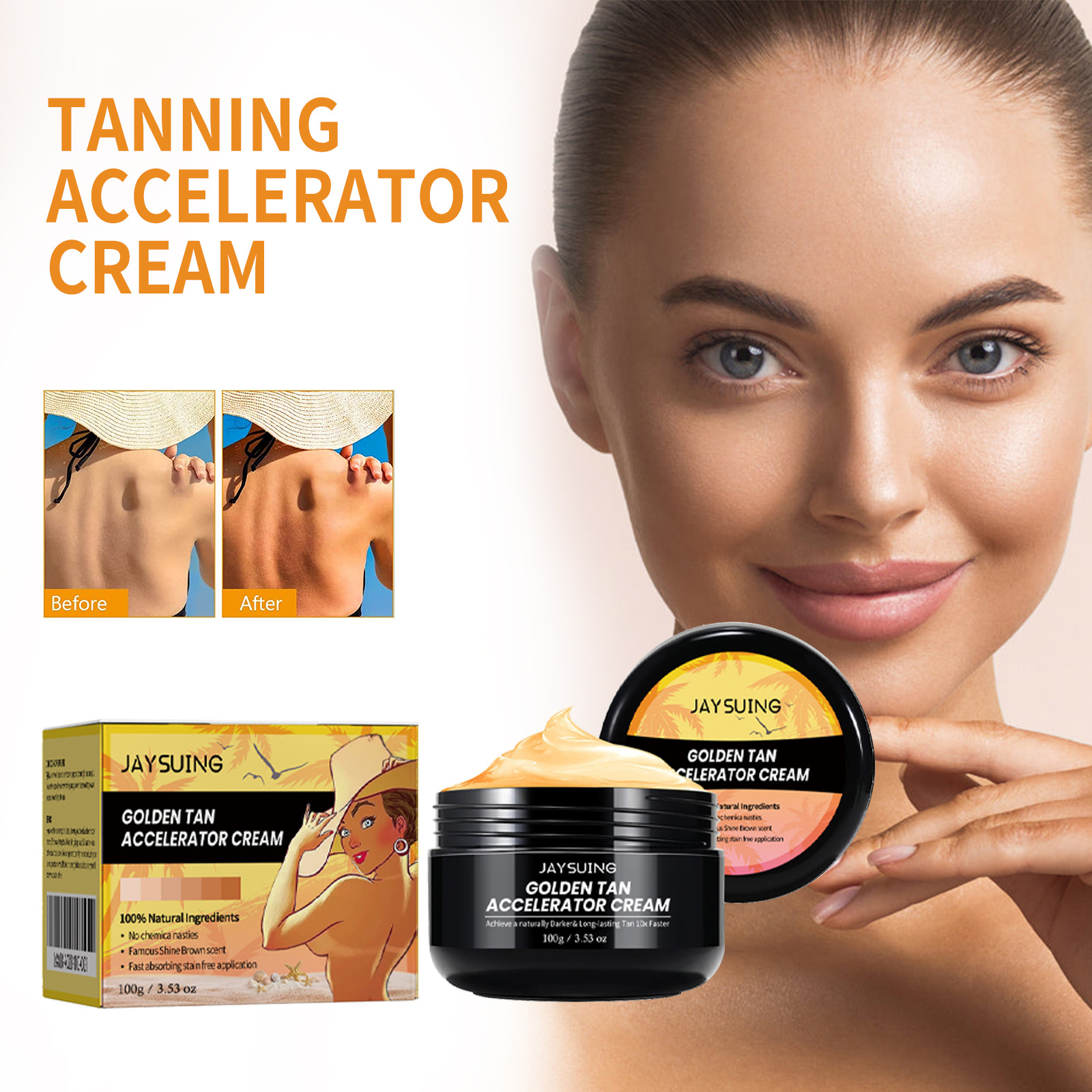 Crema Jaysuing para tomar el sol en la playa, sin sol, hidratante para la piel de bronce antiguo y leche ennegrecida_voghion.com