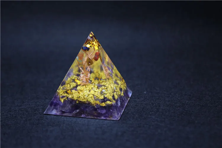 Coliere cu pandantiv Orgonit piramidă 5cm 7Chakra artizanat bijuterii rășină cristal Lapis farmec adunarea norocului ajută la calmare_voghion.com