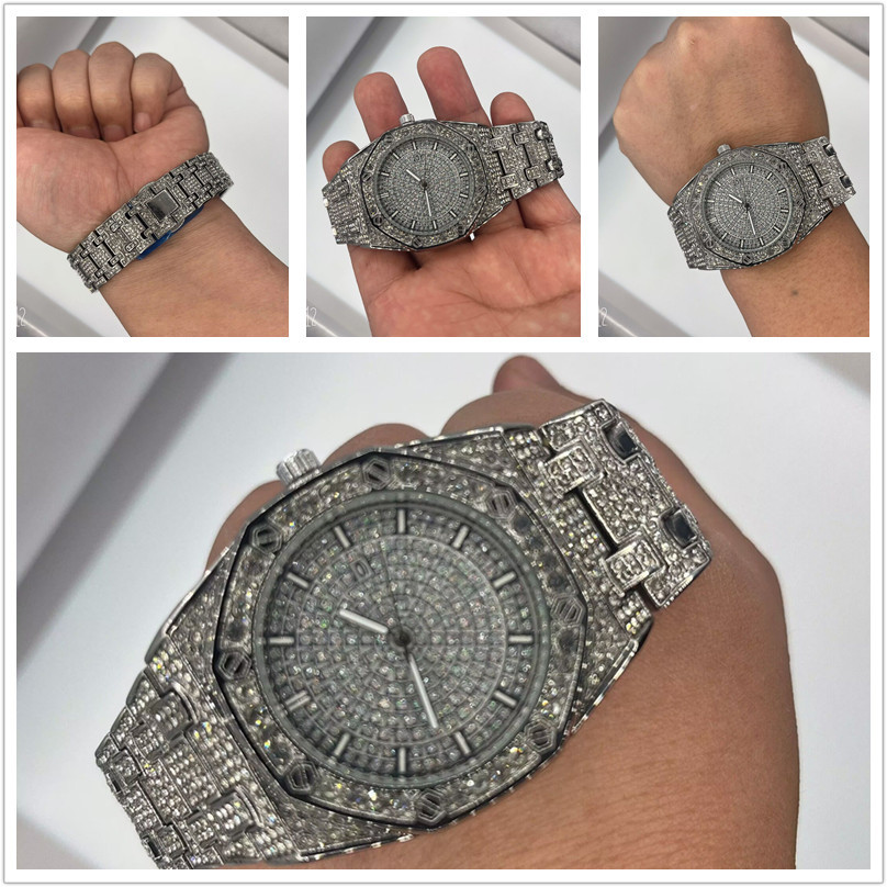 Men's Hip Hop Luxury Diamond Accent Gold-Tone Quartz Watch With Date Display, Alloy Case & Band, Butterfly Clasp_voghion.com