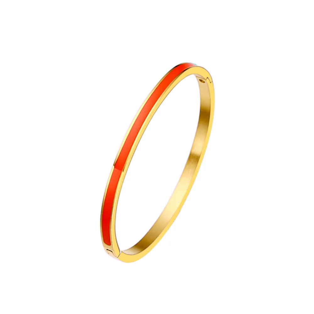 Titanium Steel Enamel Bangle Gold Plated Designer Bracelet For Women_voghion.com
