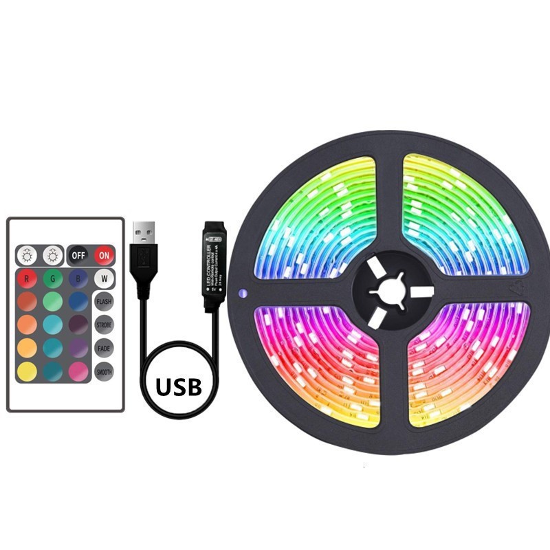 5V 5050 RGB Waterproof LED Strip Lights WS2812B, Bluetooth/IR Remote Control, 18/30 LEDs/m, Customizable Colors For Home/Party/Desk Decoration​_voghion.com