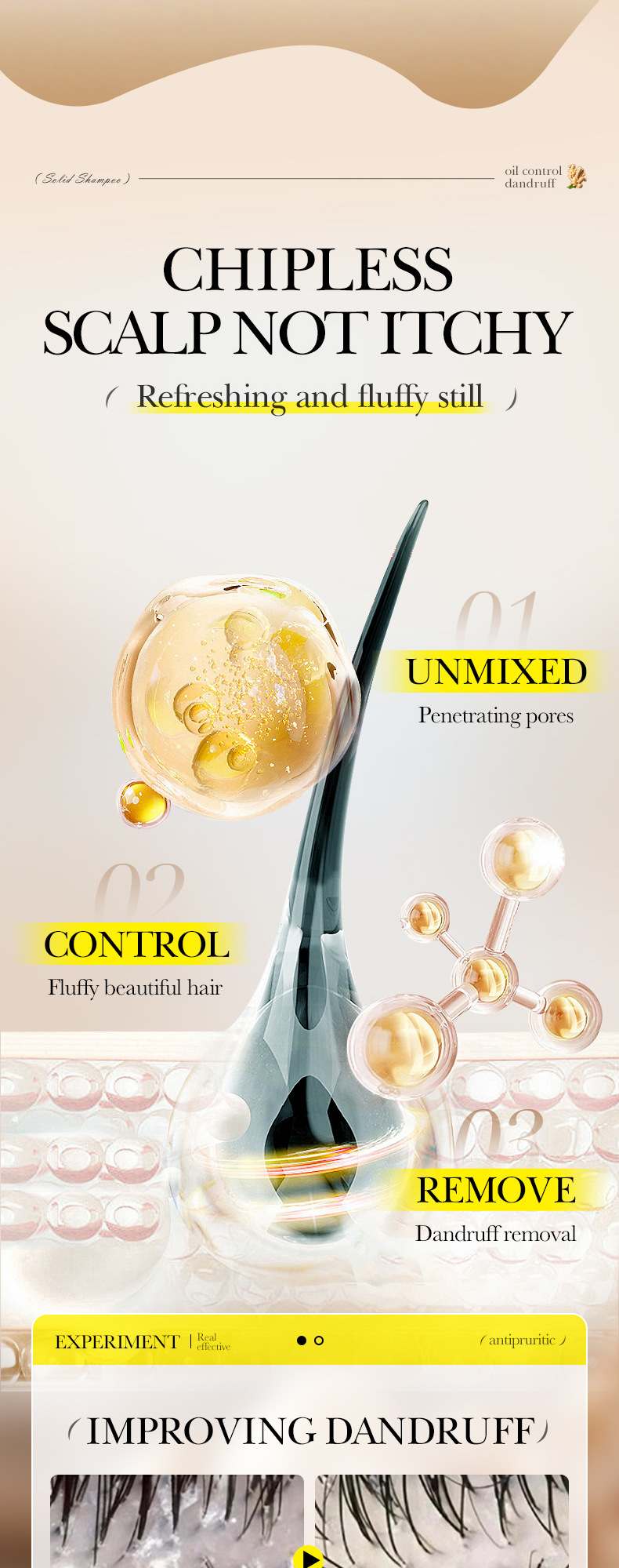 SADOER Ginger Hair Strengthening Shampoo 60g | Herbal Plant Extract For Dandruff And Oil Control, Awakening Scalp Vitality! Unisex_voghion.com