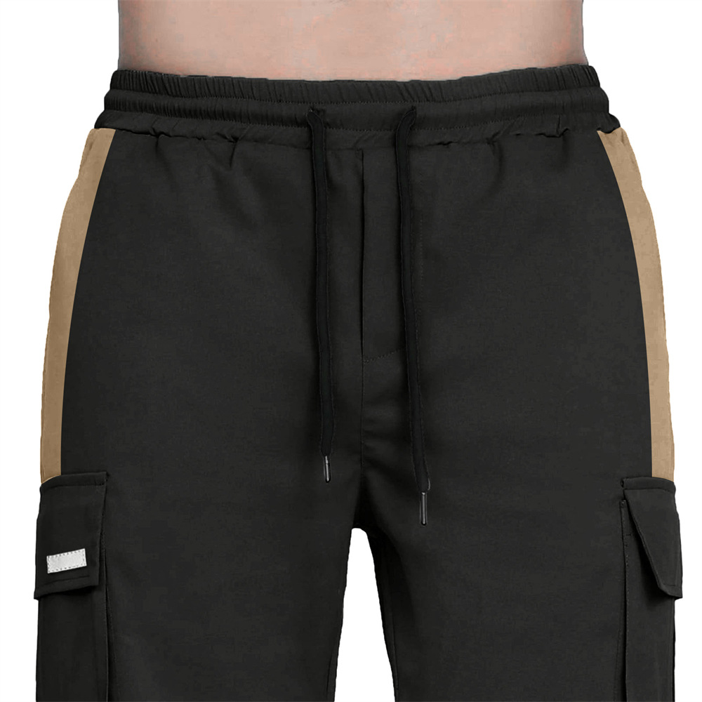 Men's Clothing Drawstring Pocket Color Patchwork Pants_voghion.com
