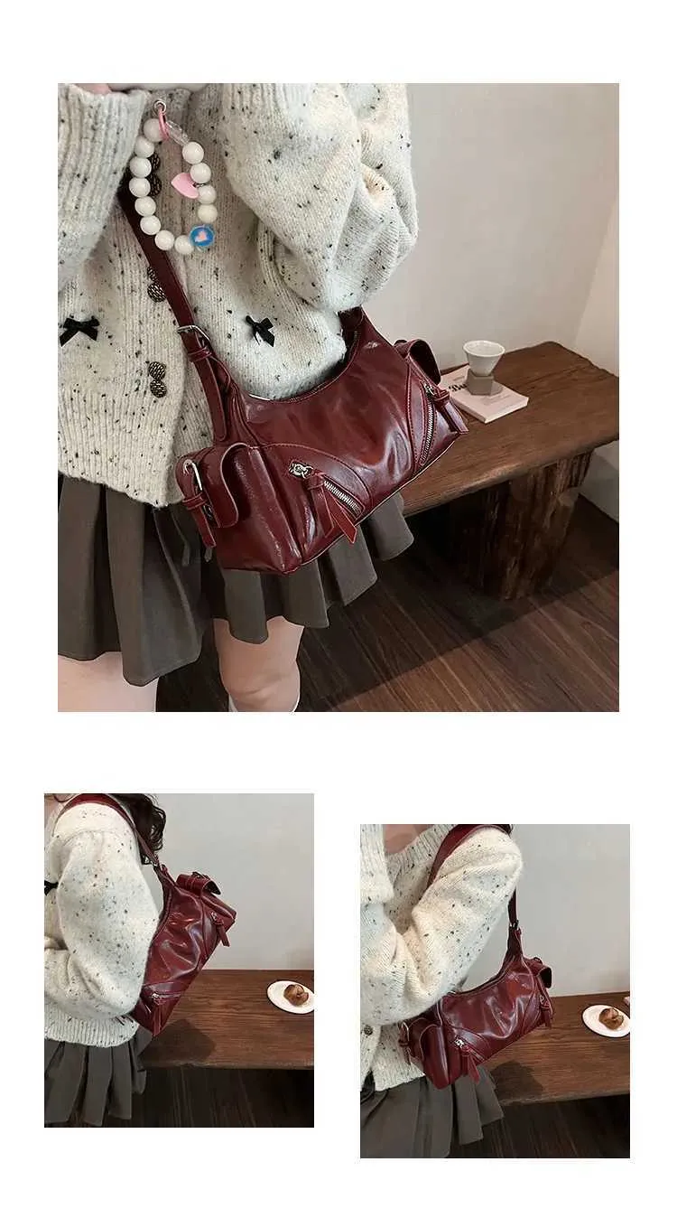 Strukturiertes Damen Schultertasche Aus Pu Leder Umhängetasche_voghion.com