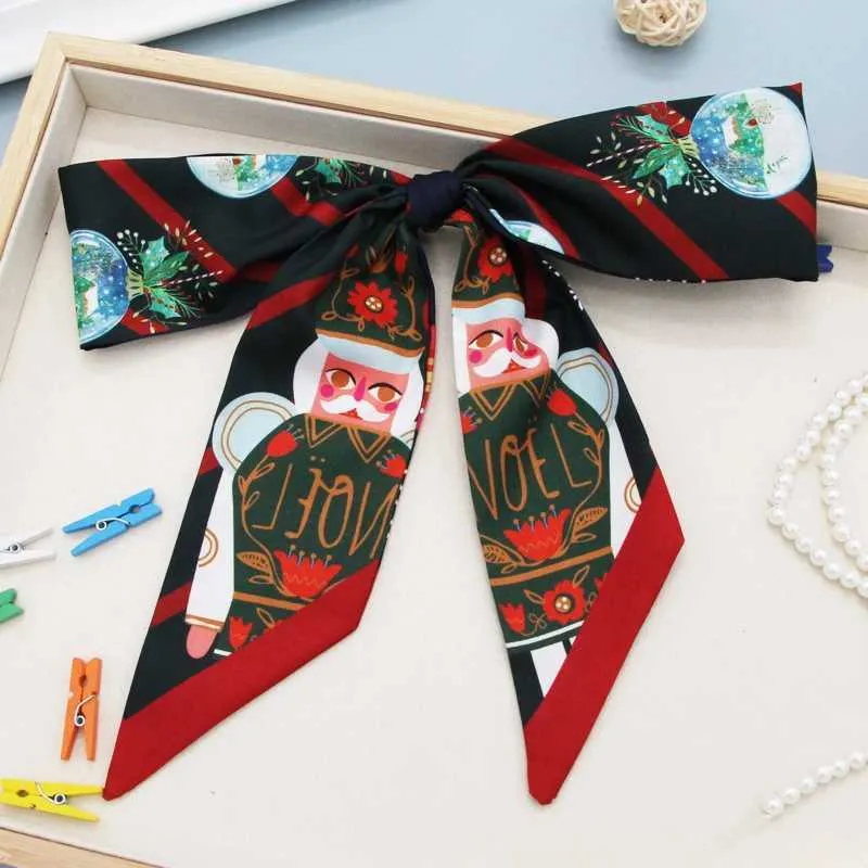 Coffret cadeau avec ruban et nœud pour foulard en soie de la série Noël Y241121_voghion.com