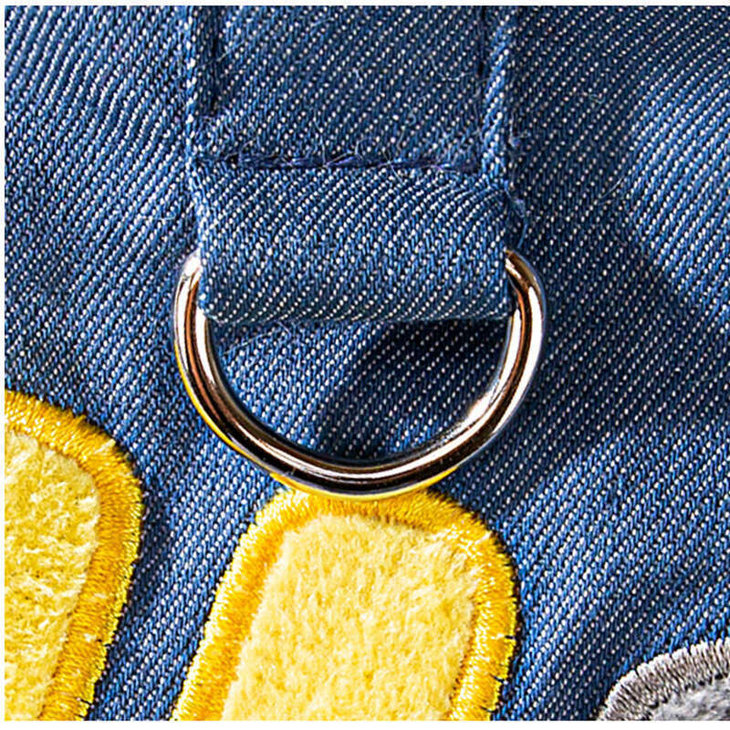 Chaleco vaquero amarillo con cara sonriente de HI para perros pequeños, sin mangas, de dos patas, con espacio para guardar la ropa de tu mascota al salir._voghion.com