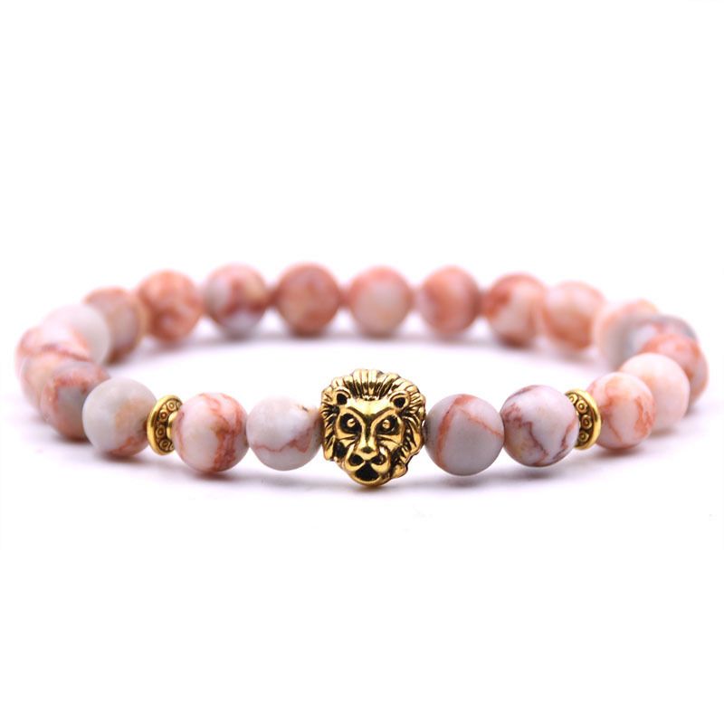Fashion Natural Buddha Beads Volcanic Stone Lion Head Bracelet_voghion.com