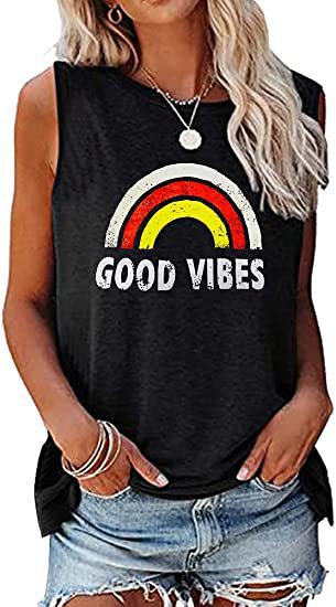 Gilet senza maniche da donna con stampa pioggia arcobaleno_voghion.com