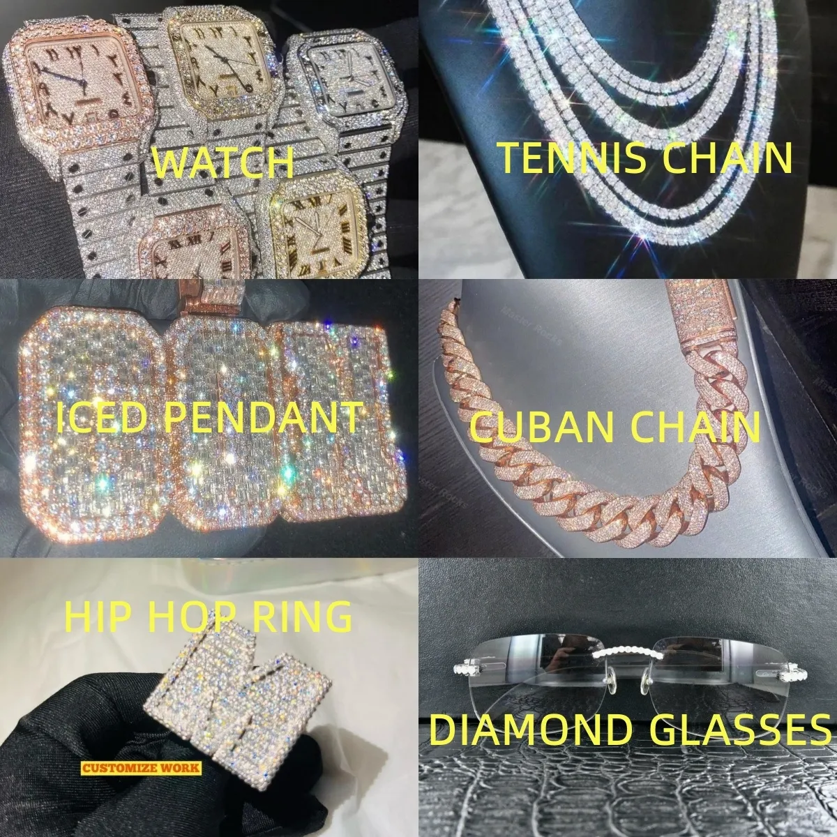 Pendant 15mm Hip Hop VVS Diamond Baguette Cuban Link Chain Moissanite Sier Jewelry Box Necklaces Hiphop_voghion.com
