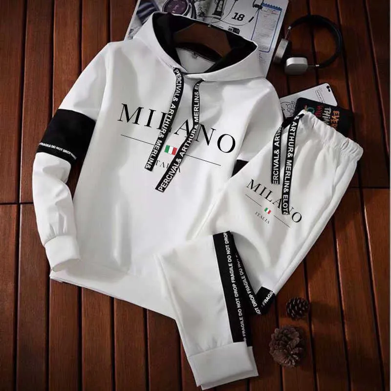 Tute da uomo, felpe con stampa a lettere O, pantaloni della tuta, design di tute, completi da jogging da uomo_voghion.com