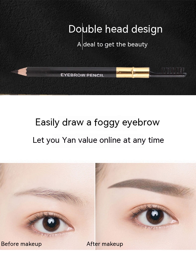 Schéinheets Leopardendruck Bleistift mat Wenkbrauepinsel Kënschtler waasserdicht a net ausschmierend Make-up Ufänger Kosmetik_voghion.com