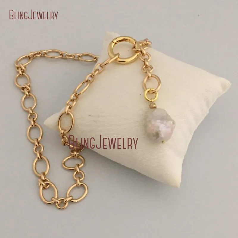 Chains NM35057 Baroque Pearl Choker European Inspired Necklace With Spring Lock_voghion.com