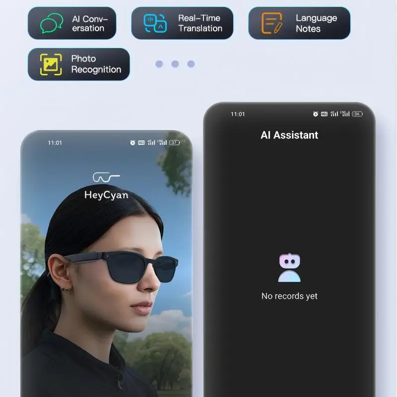 4K AI Smart Camera Glasses 800MP Bluetooth Smart Glasses Call Playing Music Object Recognition AI Translation Multifunction_voghion.com