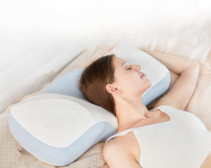 Cuscino cervicale in cotone con nucleo a rimbalzo lento, non collassabile, memory foam, cuscino_voghion.com