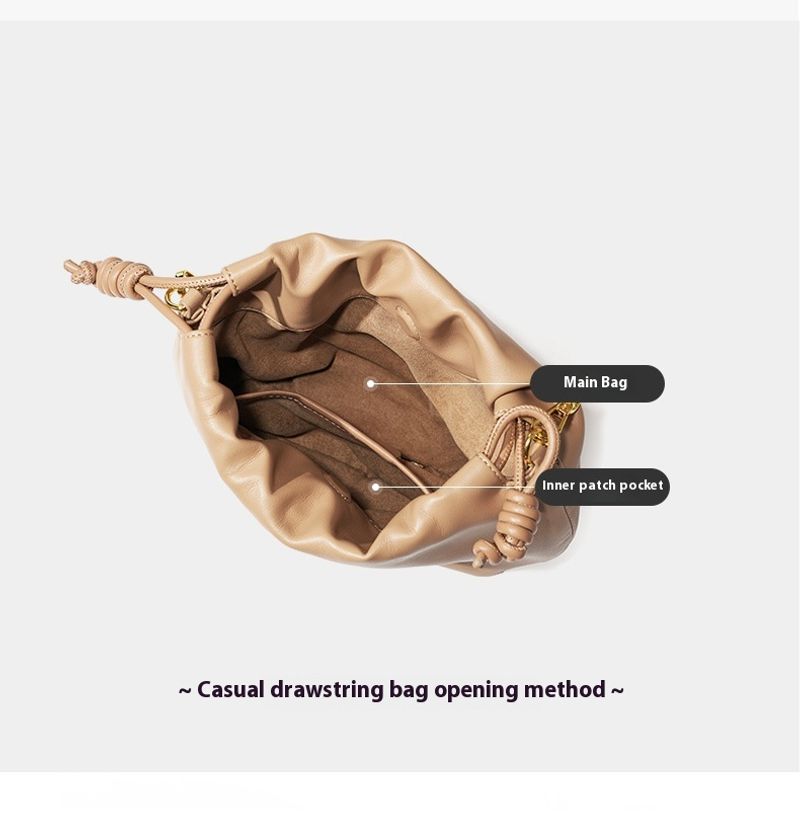 2024 koreanische Version neue Lederwolkenkette Glücks-Eimertasche, vielseitige Rindsledertasche_voghion.com